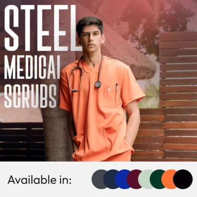 Steel Unisex Medical Scrub Set for Men and Women